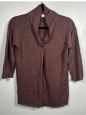 Poetry 100% Linen Knit Top Blouse Shirt Half Sleeve V Neck US 6 Small